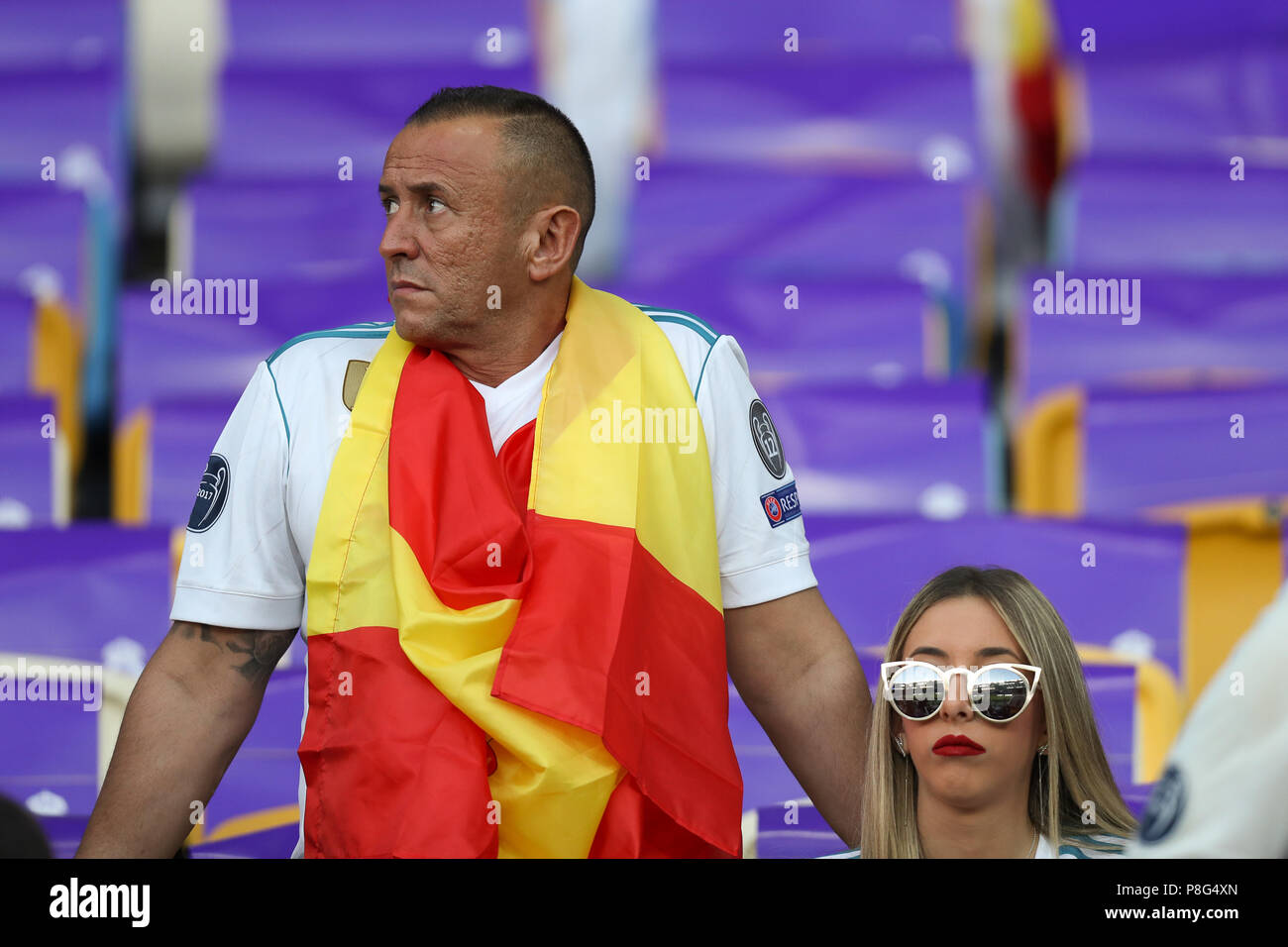 Kyiv Ukraine May 26 18 Real Madrid Fans And Wife Of Football Player Uefa Champions League Final Real Madrid Liverpool Olympic Nsc Stadium Stock Photo Alamy