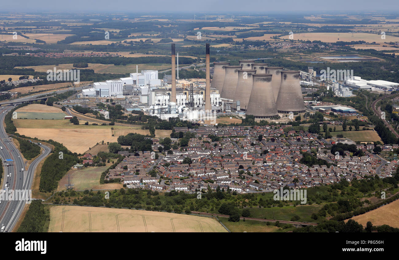 aerial view of Ferrybridge Power Station, at Ferrybridge village, near Knottingley, West Yorkshire Stock Photo