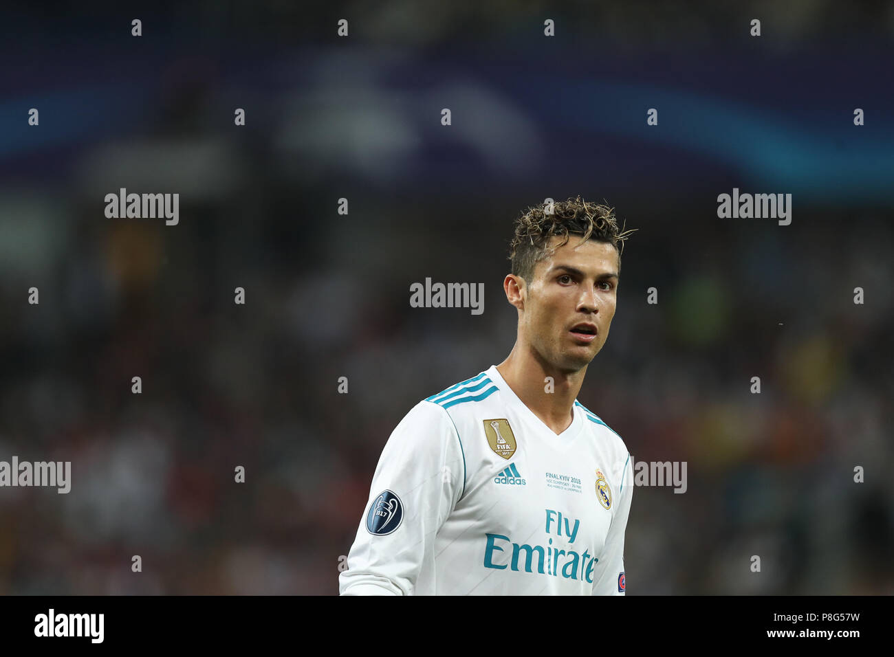 KYIV, UKRAINE - MAY 26, 2018: Cristiano Ronaldo close-up portrait looking  straight into camera. UEFA Champions League final Real Madrid - Liverpool.  O Stock Photo - Alamy