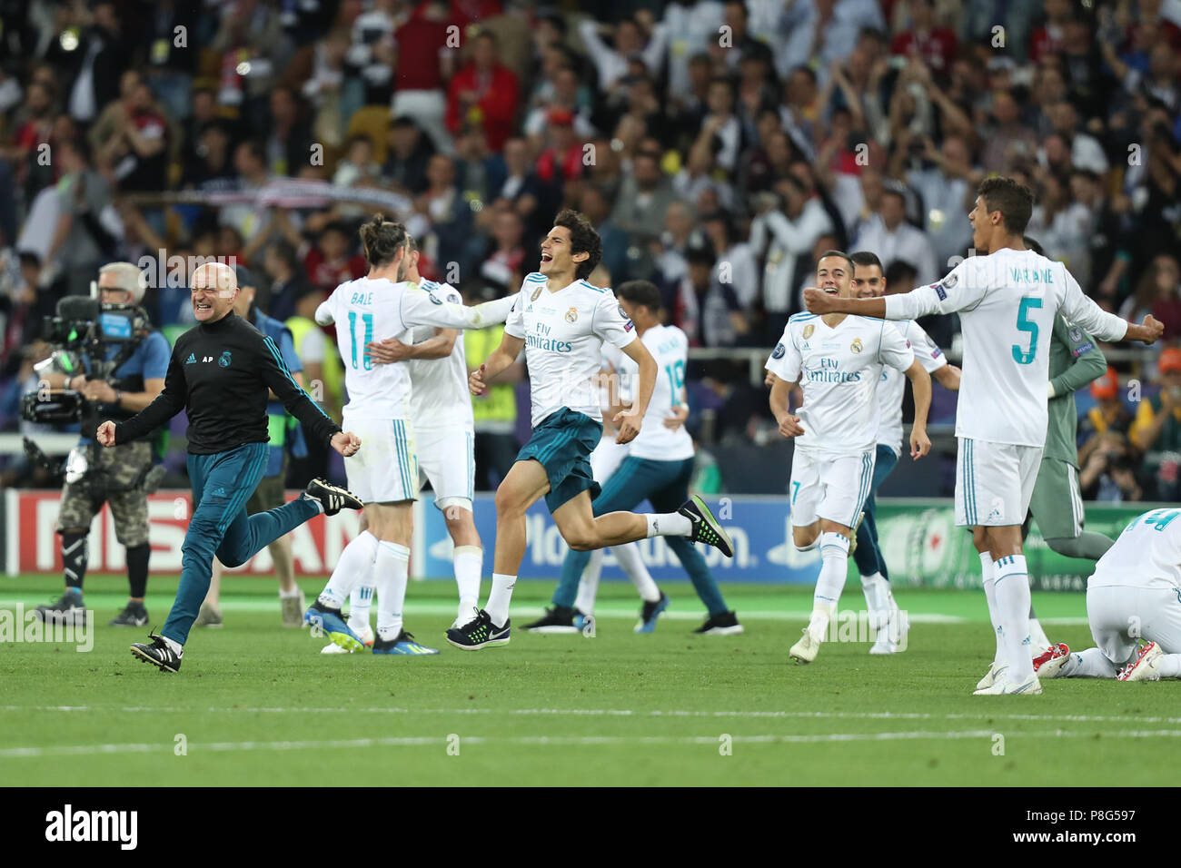 KYIV, UKRAINE - MAY 26, 2018: Real Madrid players celebrating match and ...