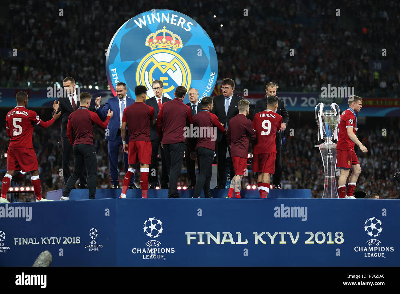 KYIV, UKRAINE - MAY 26, 2018: FC Liverpool players on getting medals on  podium after tournament lose. UEFA Champions League final Real Madrid -  Liverp Stock Photo - Alamy