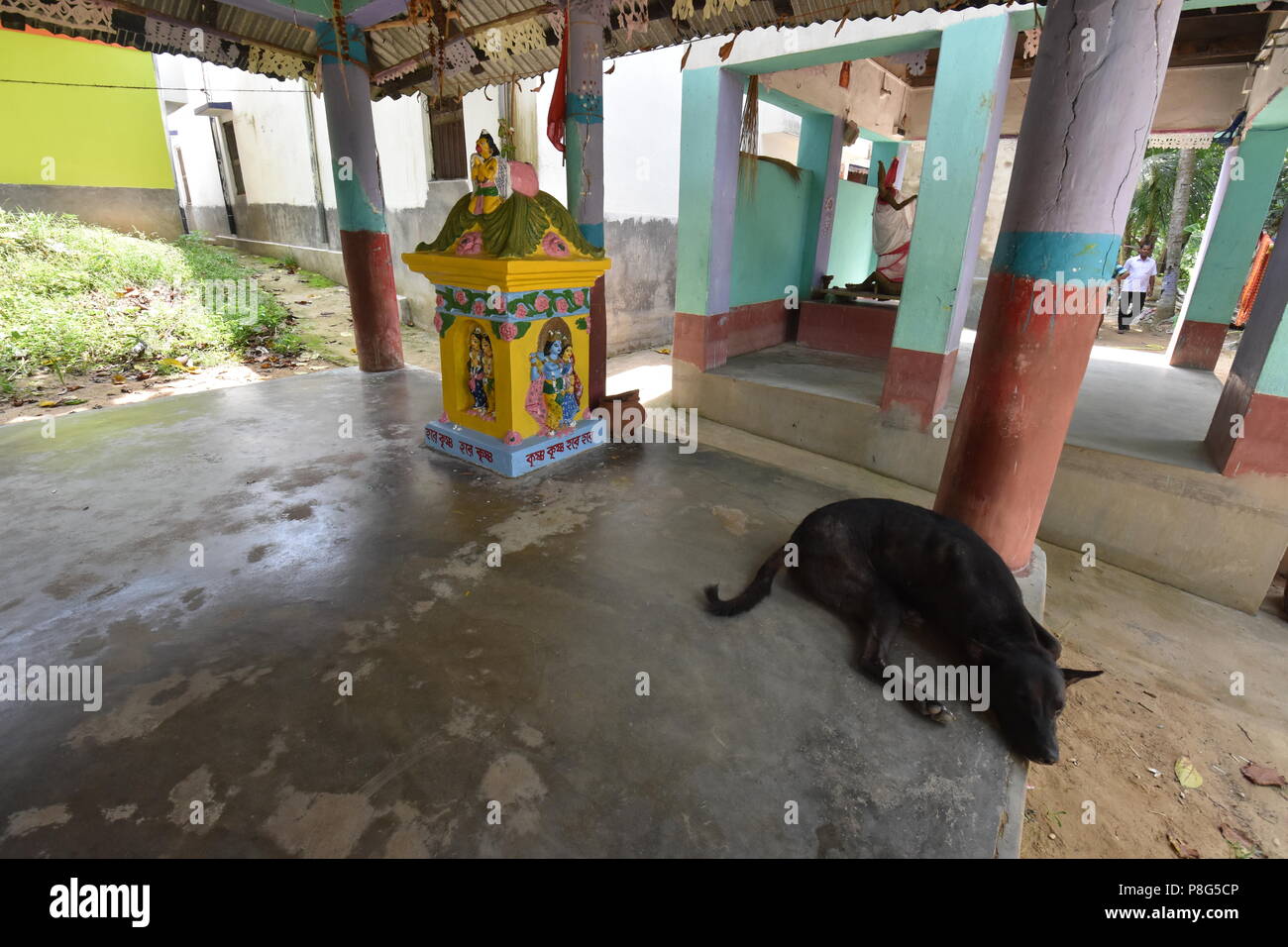 Kirtan ghar (Roofed musical platform) at Garh Bhabanipur of Udaynarayanpur block, Howrah district, West Bengal, India Stock Photo