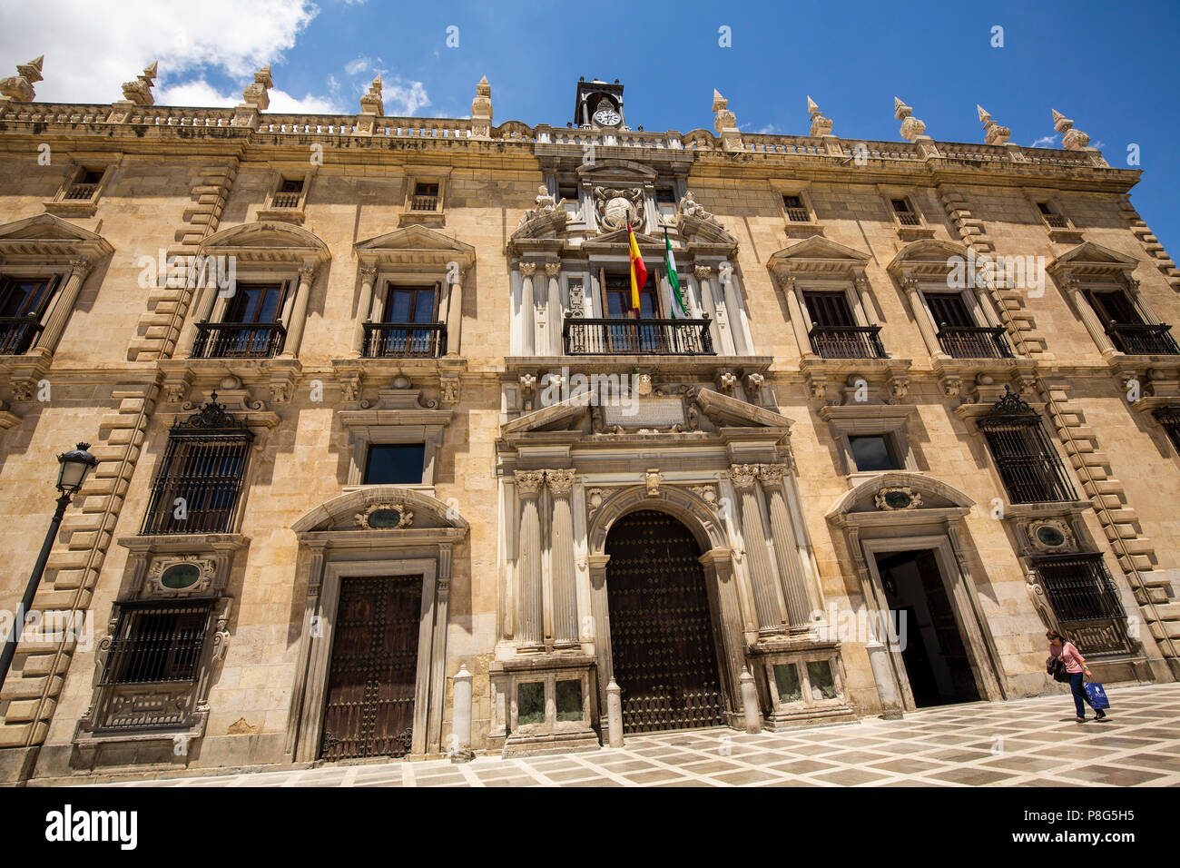 Building, Royal Chancery, Palacio de la Chancilleria at Plaza nueva. Granada City. Andalusia, Southern Spain Europe Stock Photo