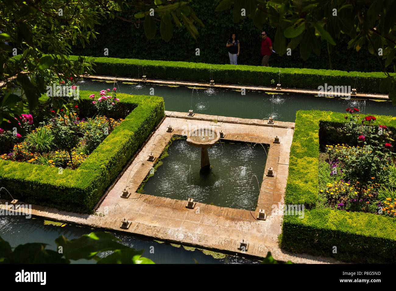 Generalife Palace gardens. Alhambra, UNESCO World Heritage Site. Granada City. Andalusia, Southern Spain Europe Stock Photo