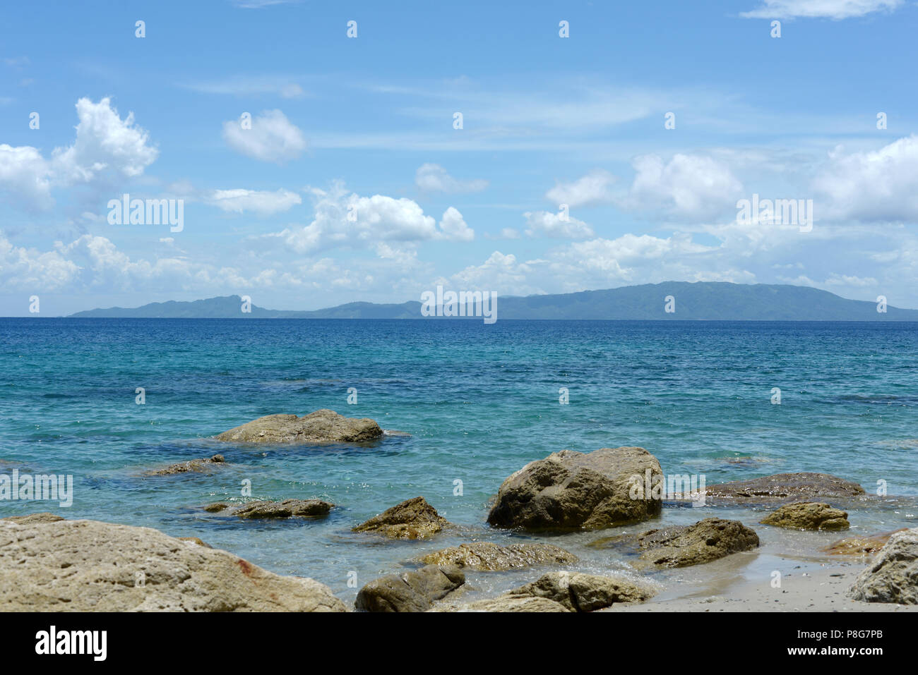 view of the mountains and islands from puerto galera oriental mindoro philippines Stock Photo