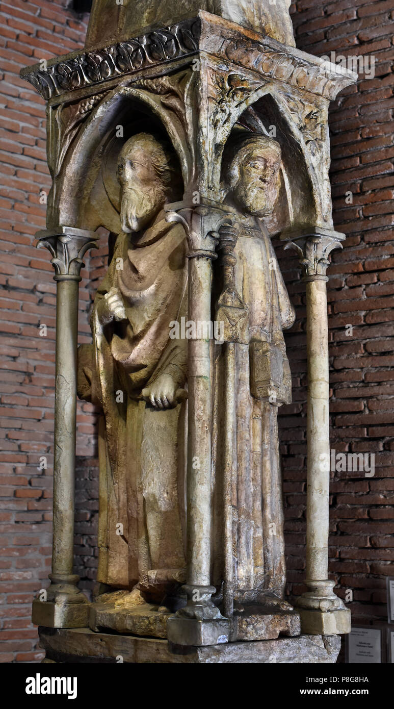 Edicola con Madonna é Santi - Aedicule with Madonna and Saints by Antonio da Mestre 1396-1418  Museo di Castelvecchio. - Museum of Castelvecchio. Verona Italy, Italian, Stock Photo