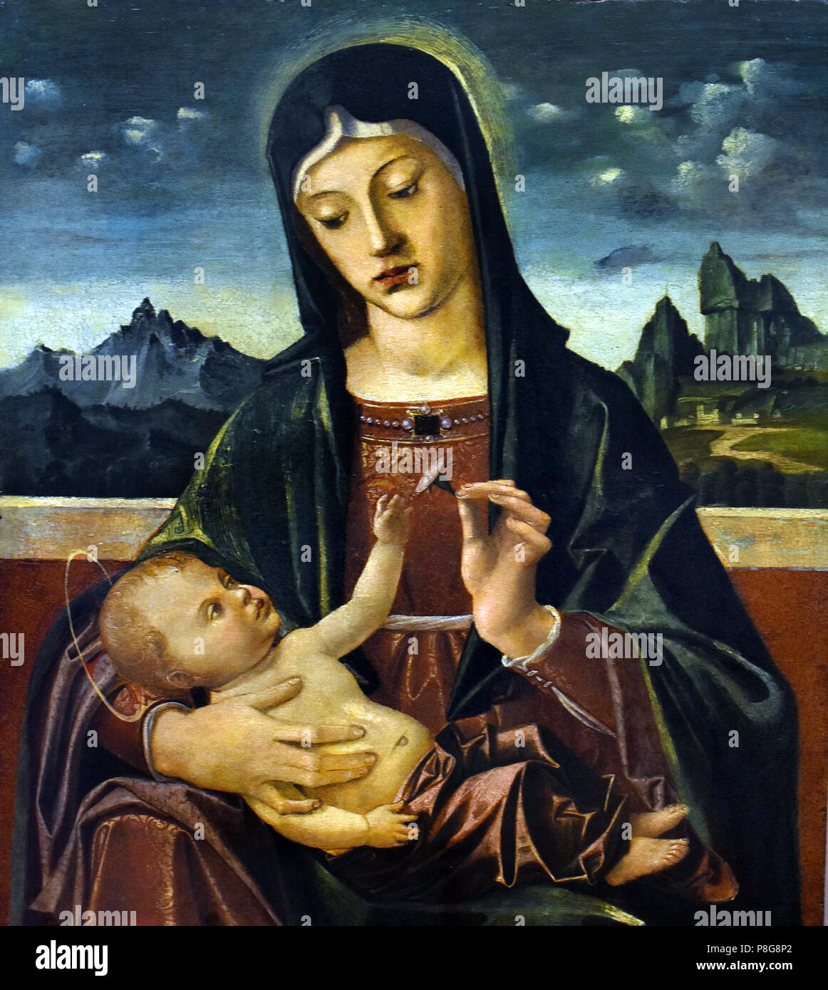 Madonna col Bambino - Madonna and Child, by Bartolomeo Montagna 1450-1523  Italy, Italian. I Stock Photo