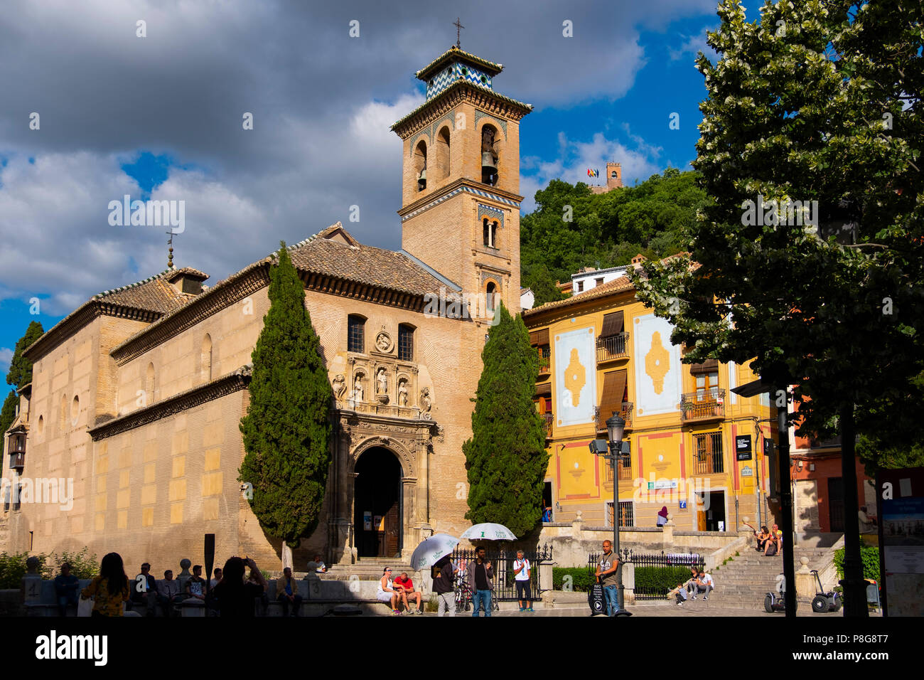 Church of Santa Ana, Plaza Nueva. Granada City. Andalusia, Southern Spain Europe Stock Photo