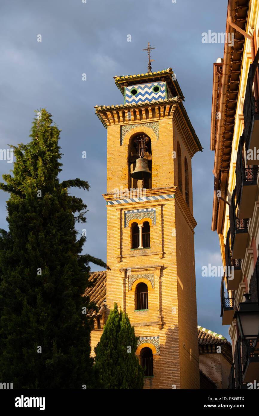 Church of Santa Ana, Plaza Nueva. Granada City. Andalusia, Southern Spain Europe Stock Photo