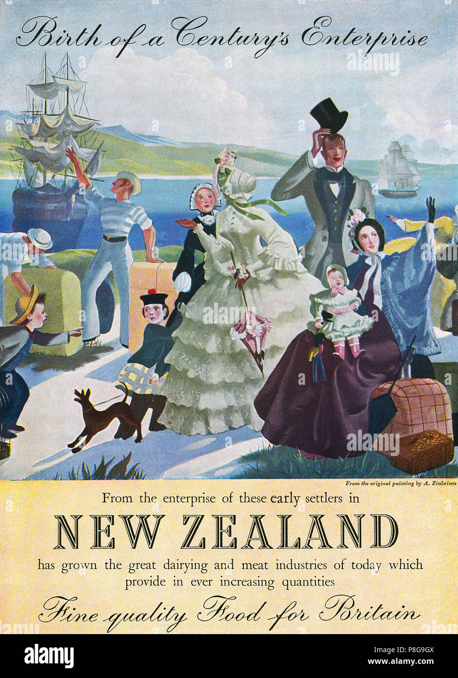 1950 British advertisement for food from New Zealand. Stock Photo