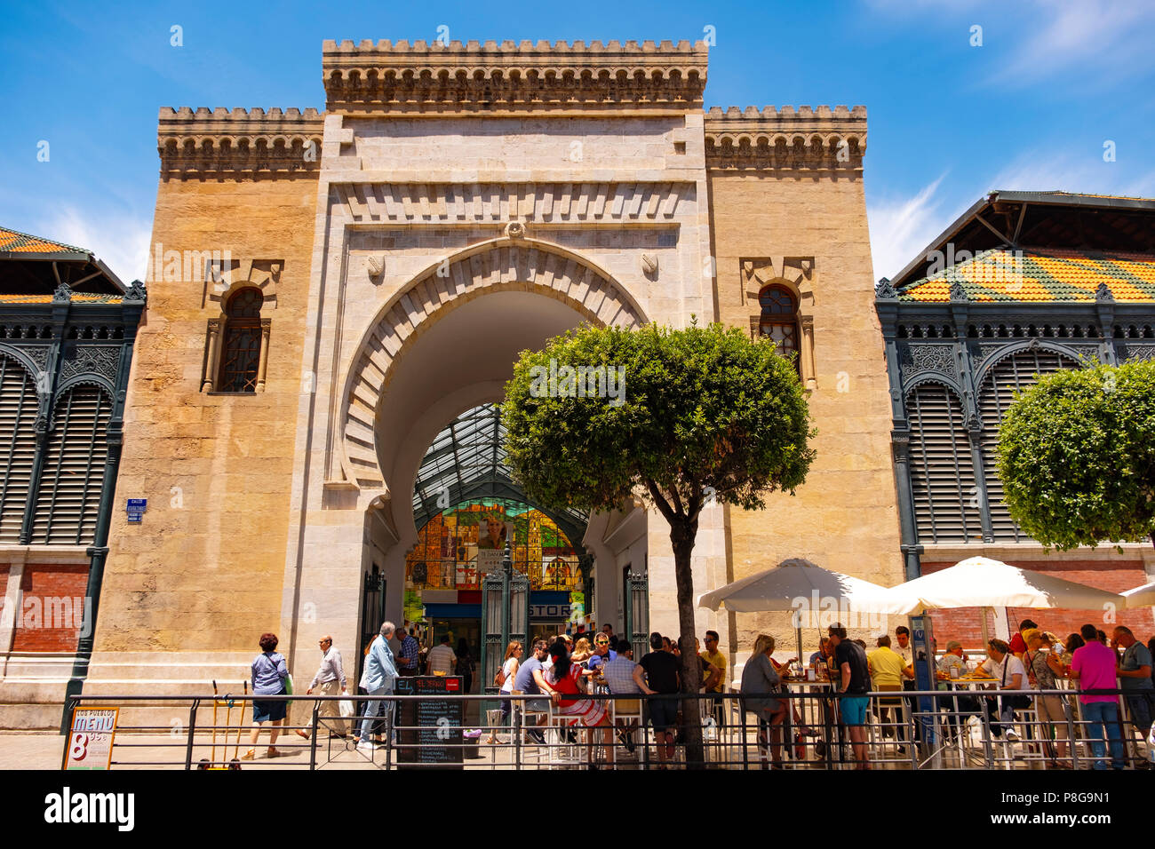 Main gate of Atarazanas market, Malaga city. Costa del Sol, Andalusia. Southern Spain Europe Stock Photo