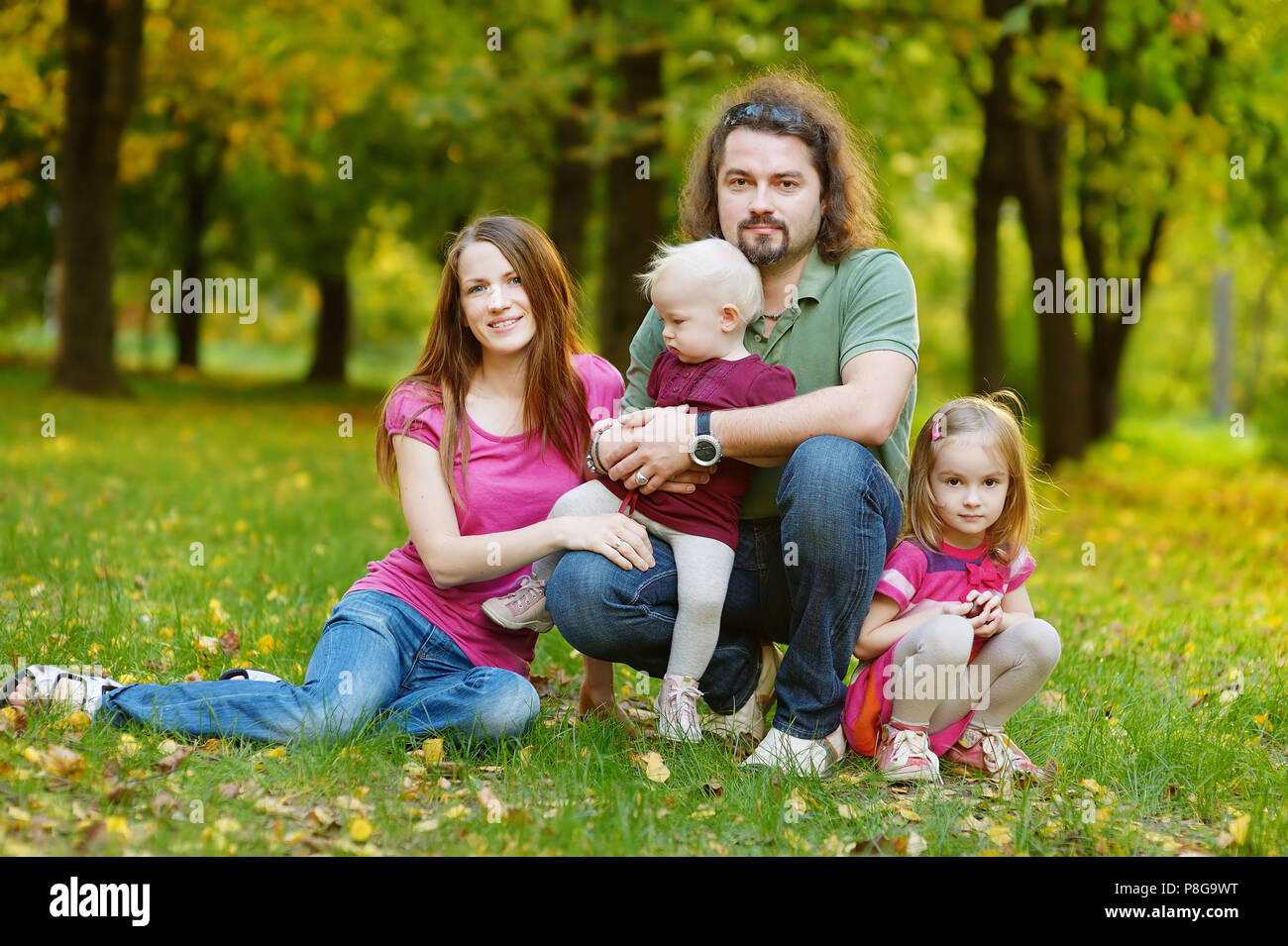 Beautiful family four autumn hi-res stock photography and images - Alamy