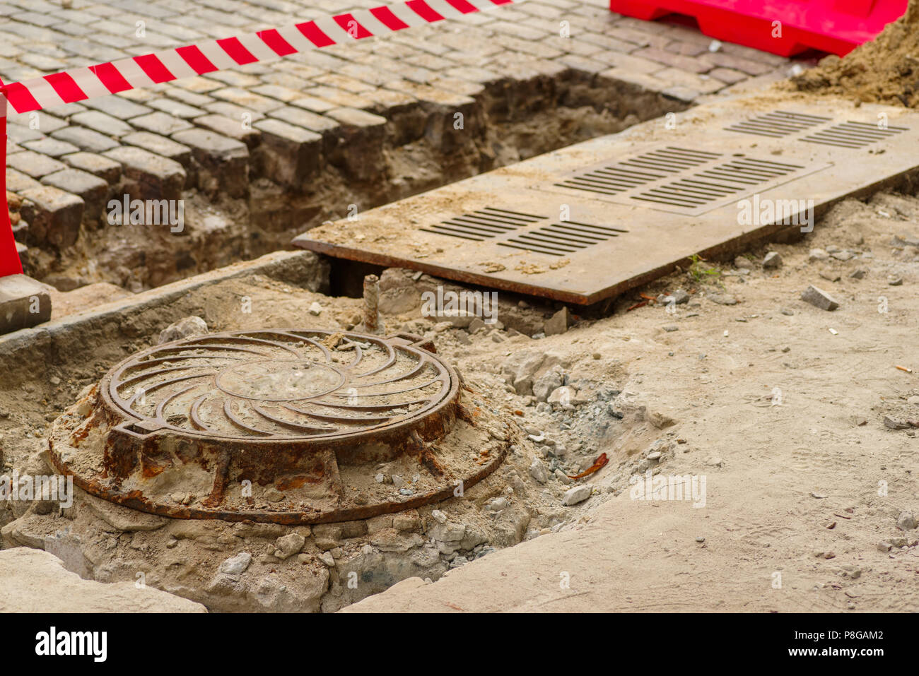 Sewer and drain gutter Stock Photo Alamy