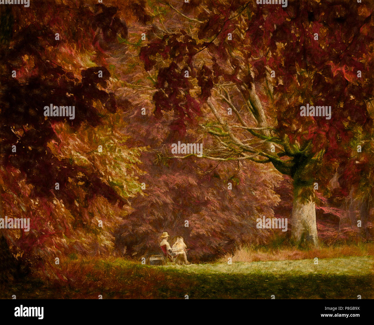 DIGITAL FINE ART: Autumnal Scene in the Park Stock Photo