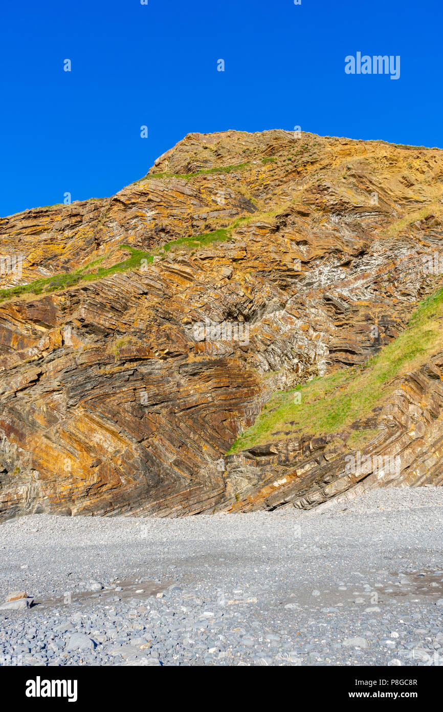 Cliffs at Widemouth Bay, Bude rock formation, North Cornwall, England, UK Stock Photo