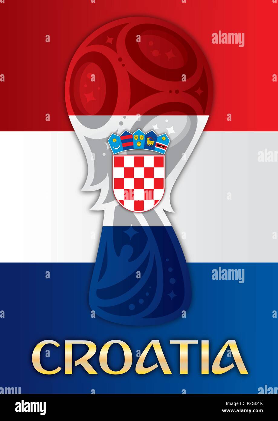 Croatia Flag And World Cup Vector Illustration Stock Vector