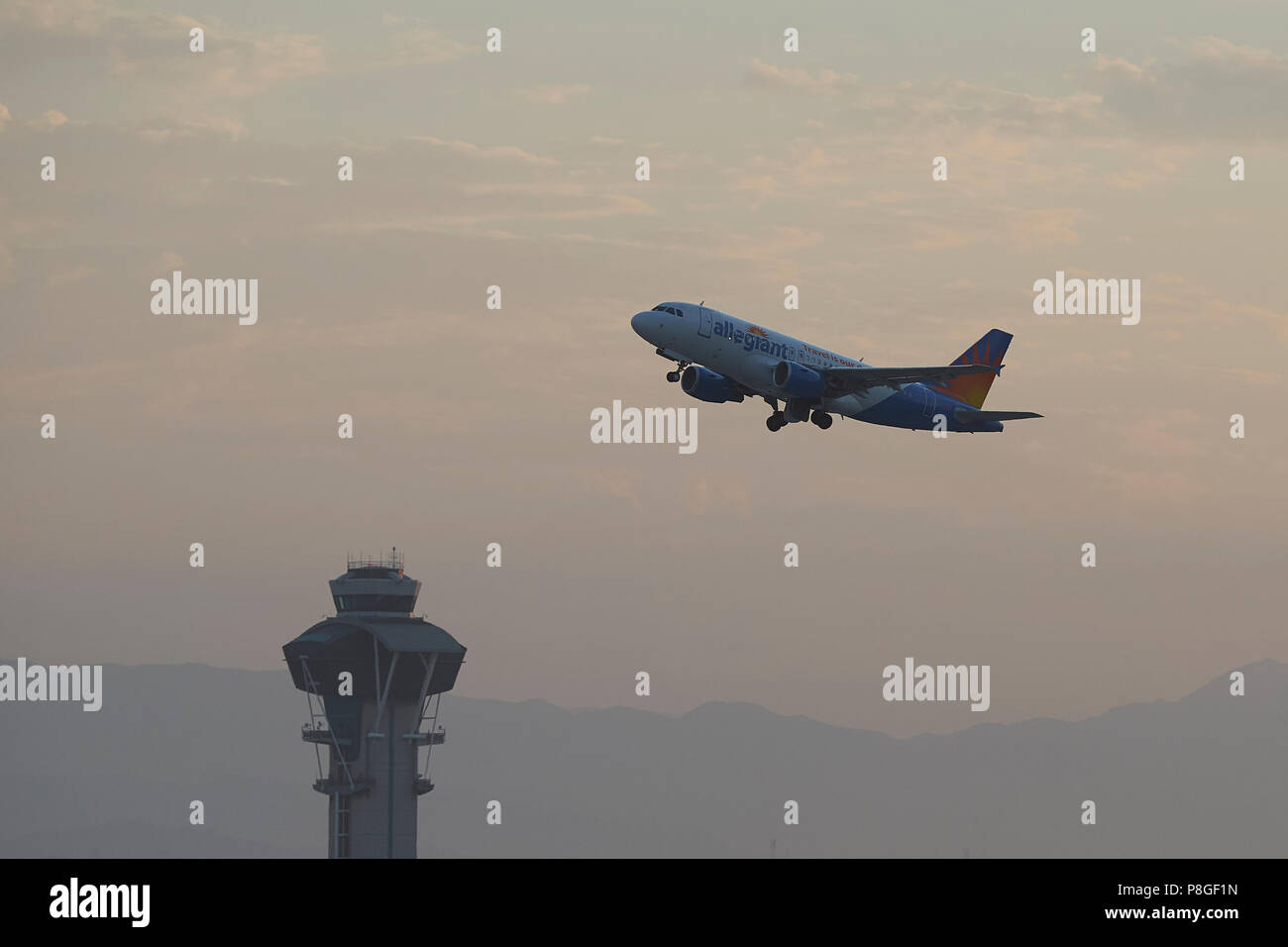 Allegiant Air Airbus A320 Passenger Jet Taking Off From Los Angeles ...