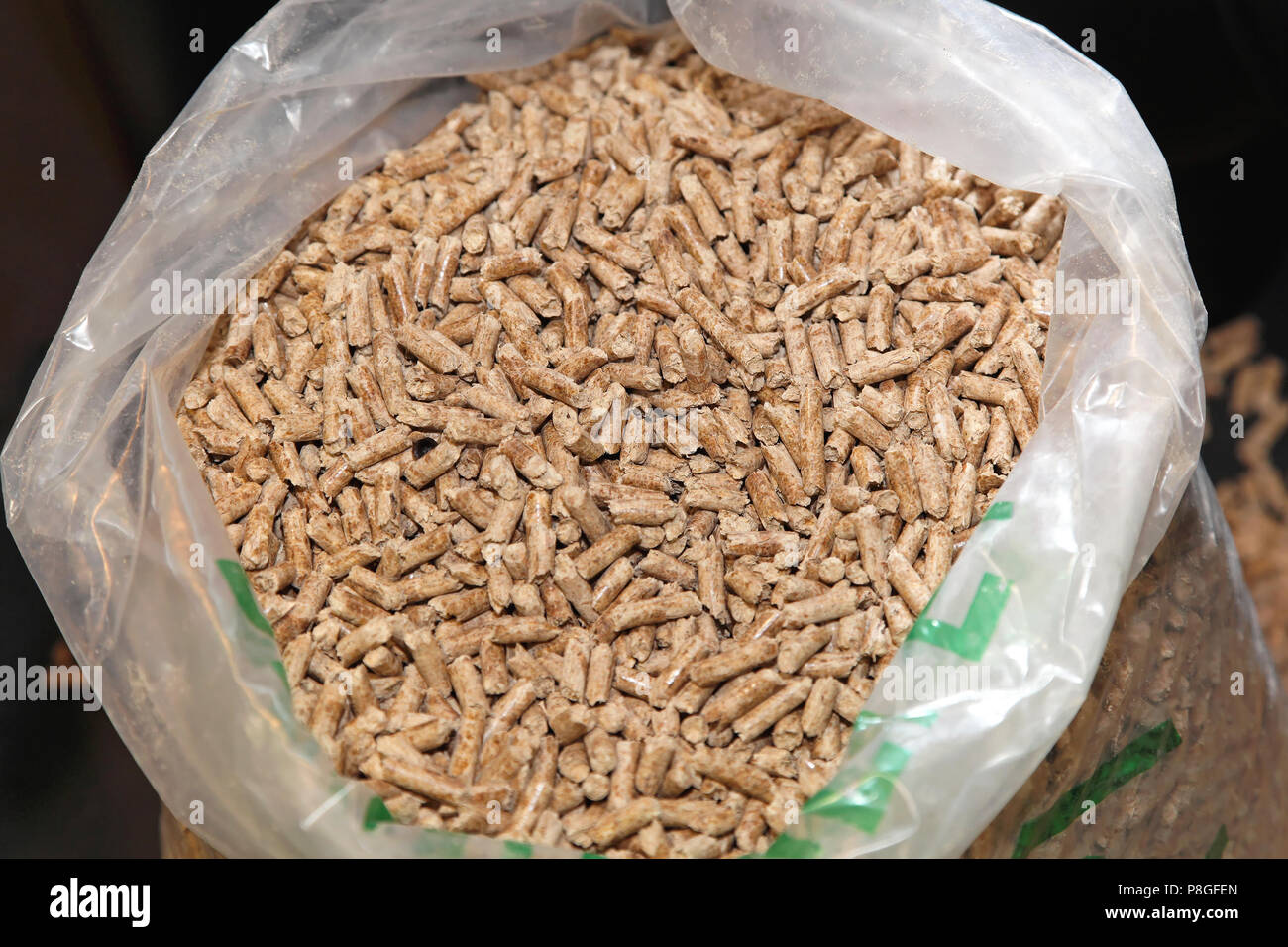 Pellet fuels for heating made from compressed sawdust Stock Photo Alamy
