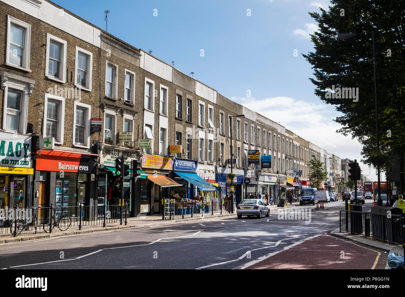 Shops and road, Archway, London, England Stock Photo Alamy