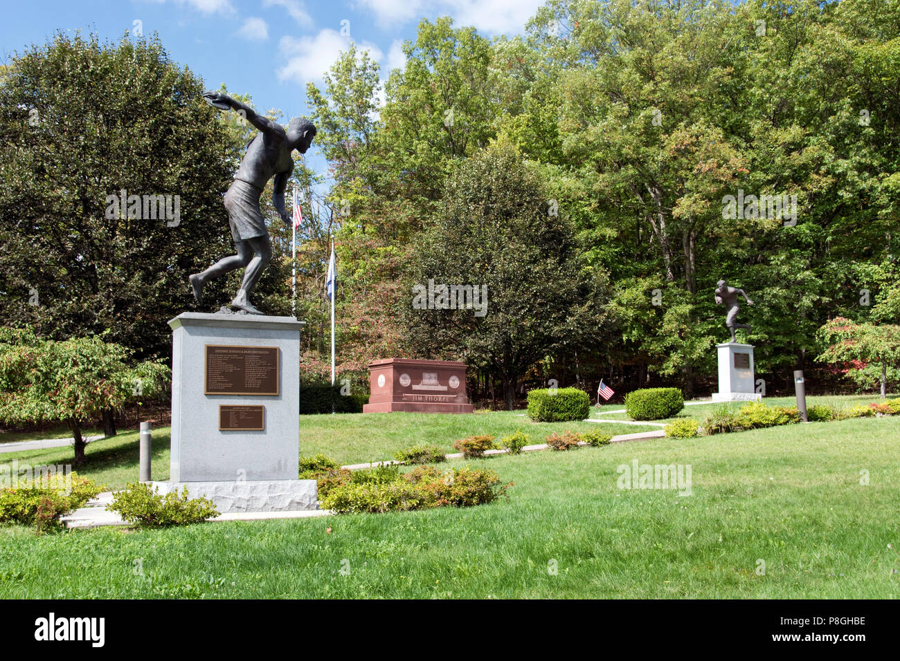 The Jim Thorpe memorial park contains the grave of the native American