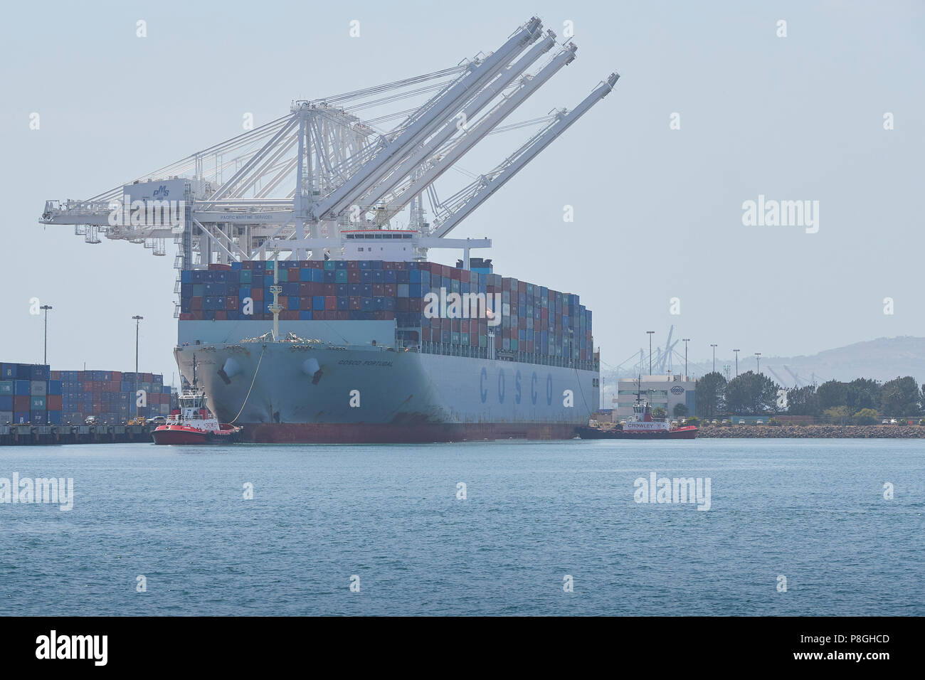 The Giant COSCO SHIPPING Container Ship, COSCO PORTUGAL, Arriving At