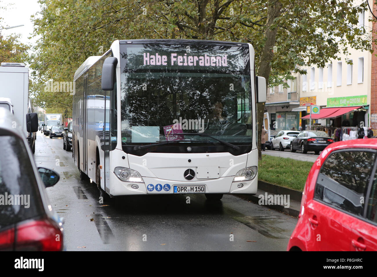 Berlin, Germany, bus driver is closing time Stock Photo