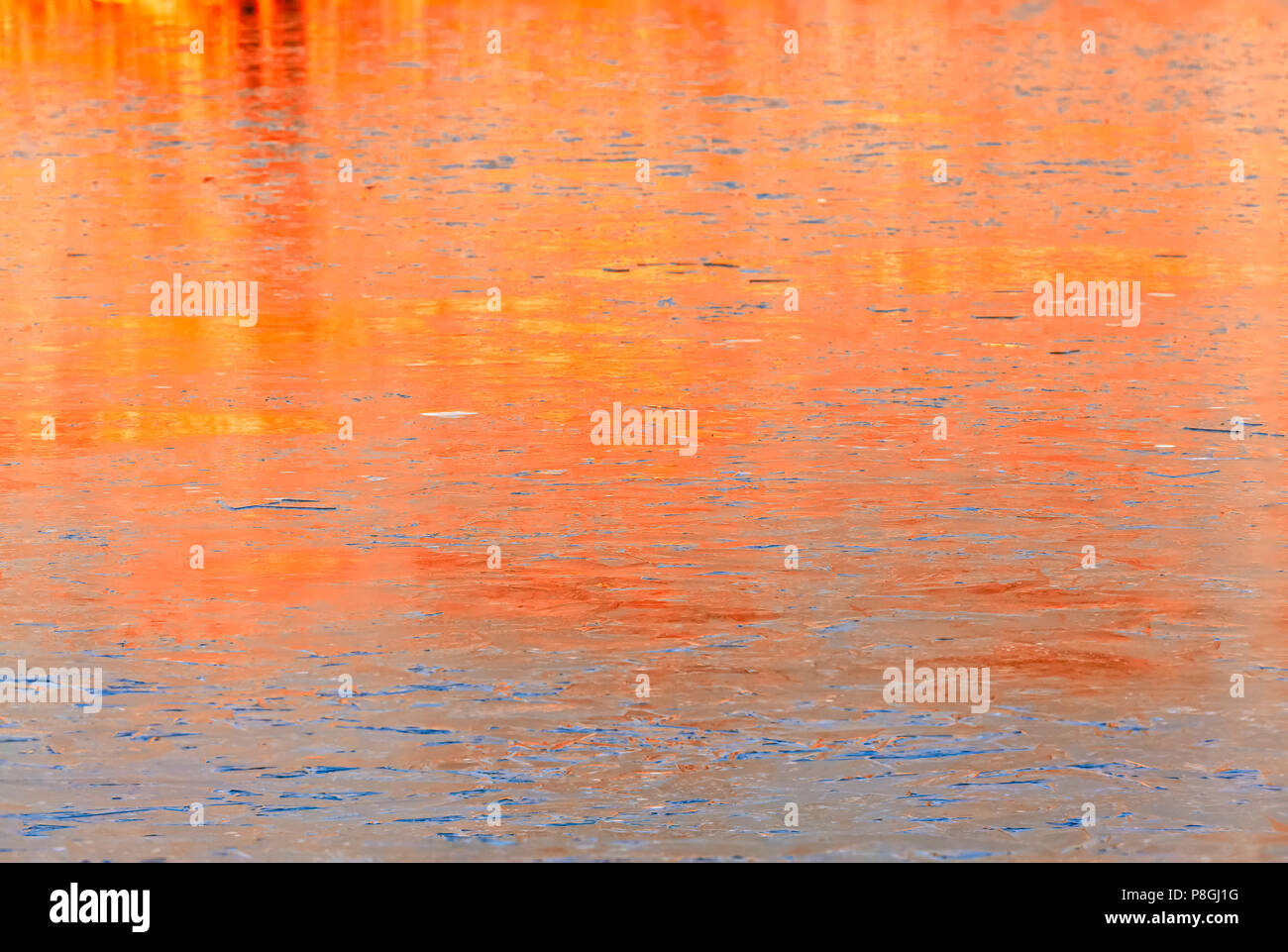 Frozen lake at sunrise Stock Photo