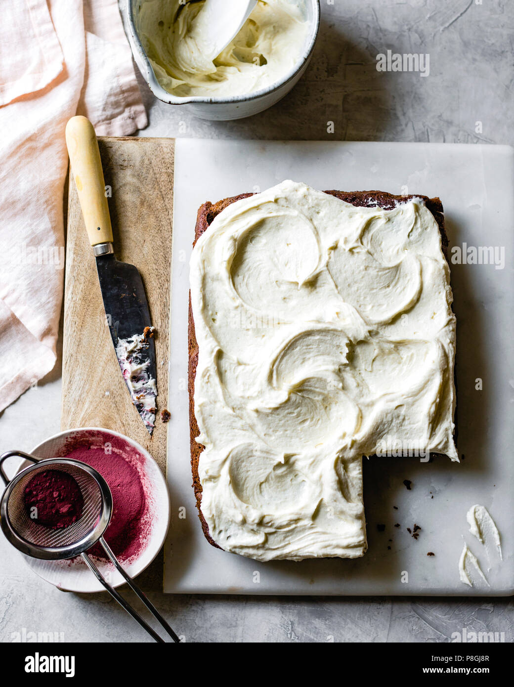 Red Velvet Beet Sheet Cake with Cream Cheese Frosting and Beet Powder