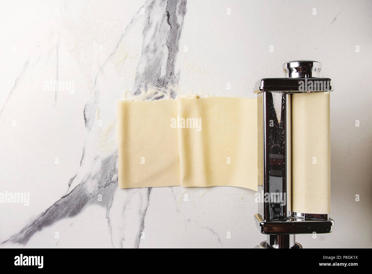 Rolled dough for homemade italian uncooked pasta lasagna from pasta