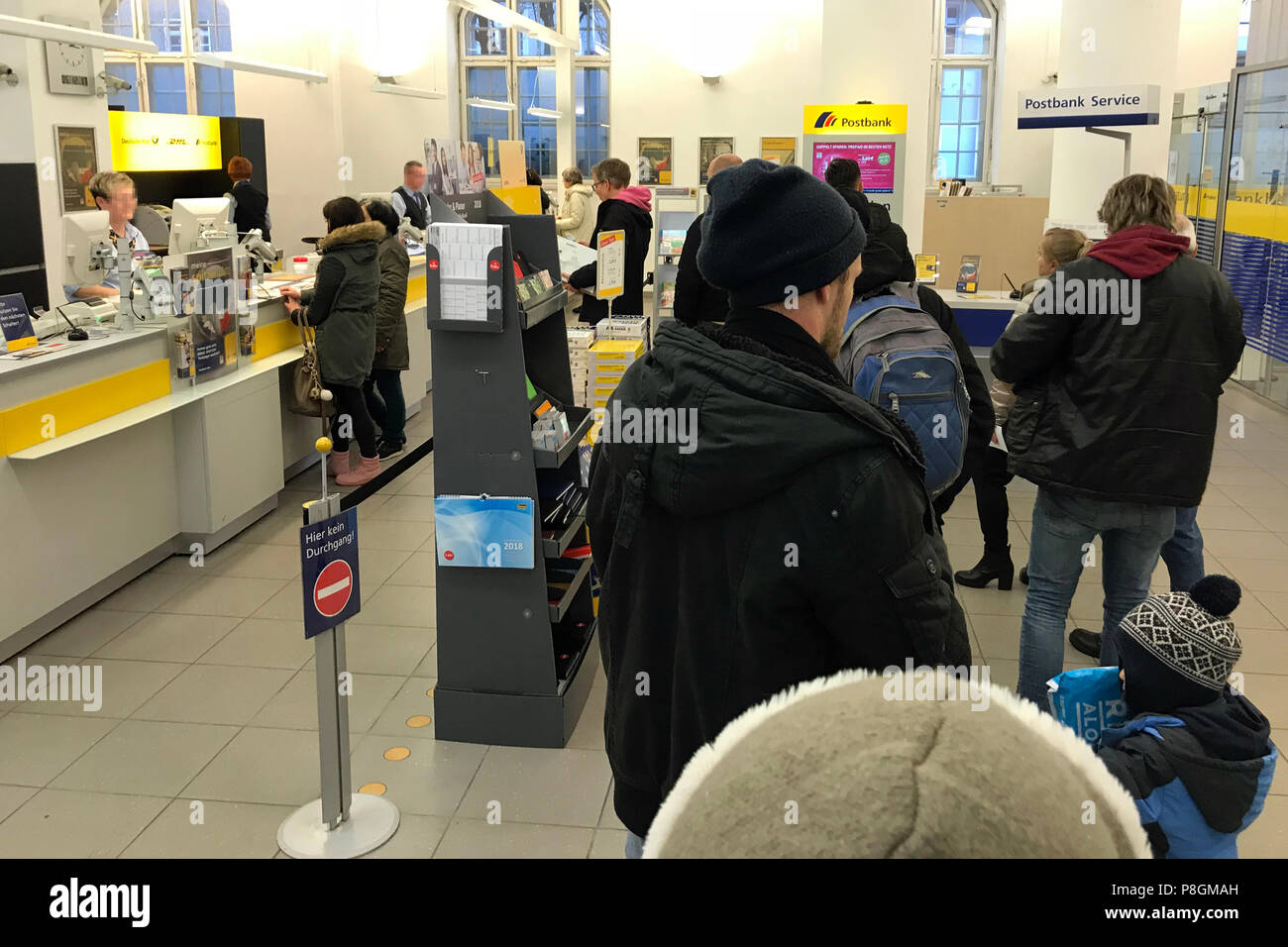 Berlin, Germany, queue in a branch of Postbank Stock Photo