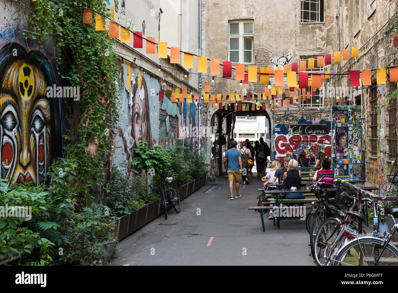 Berlin. Germany. Courtyard of Haus Schwarzenberg on Rosenthaler Straße, Hackescher Markt. Stock Photo