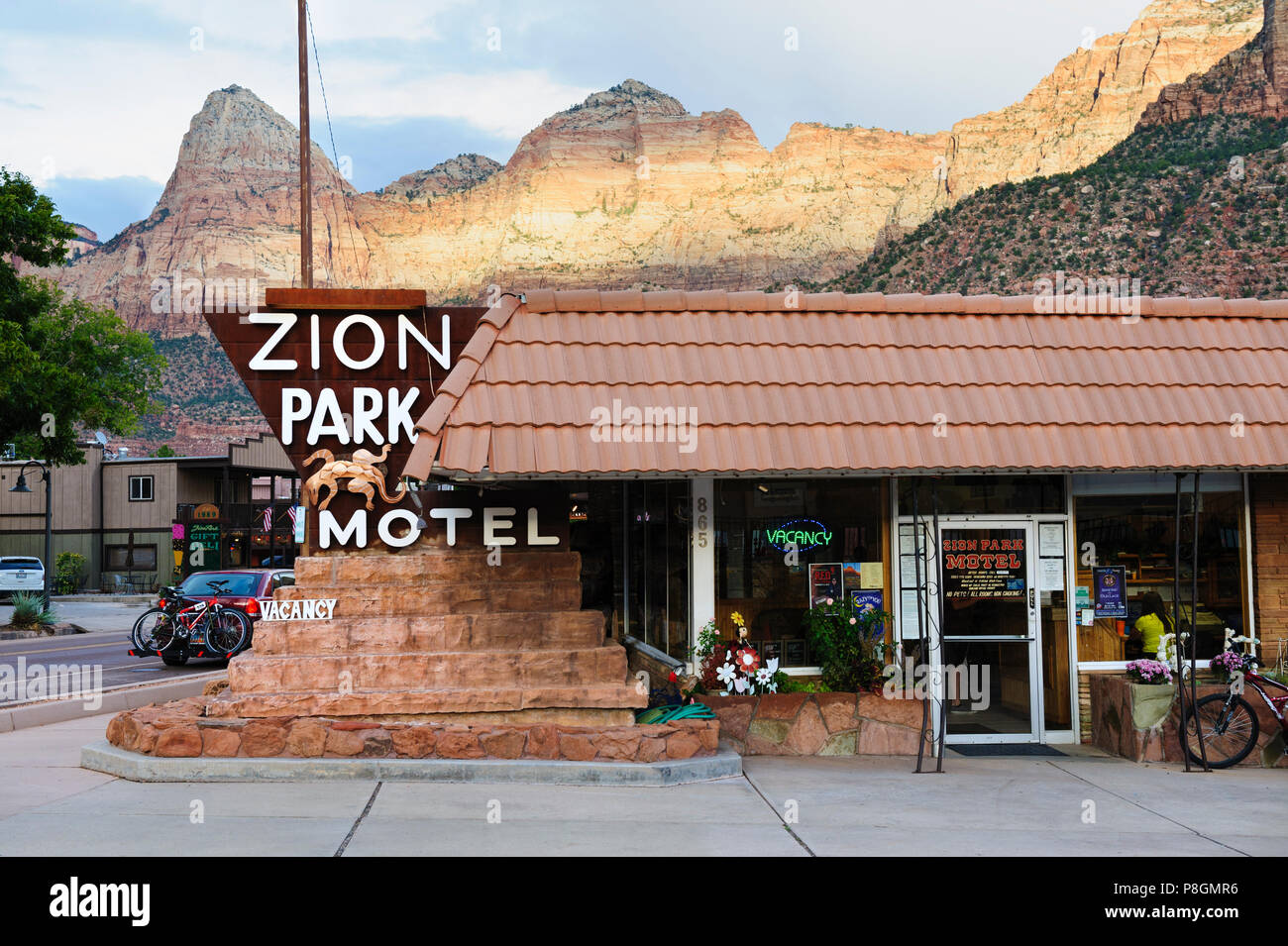 Office of the Zion Park Motel in Springdale, Utah, USA. Stock Photo