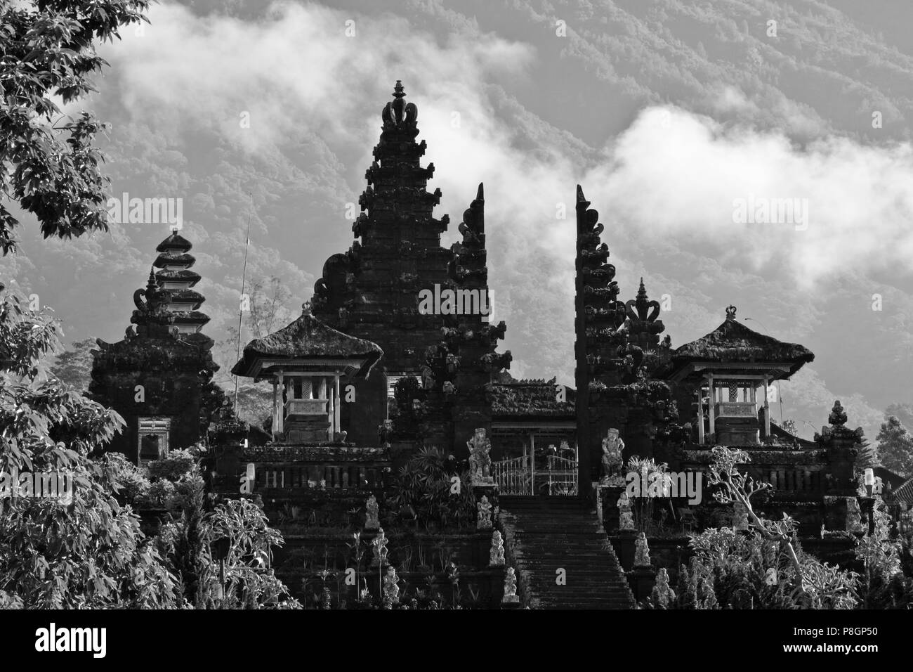 The PURA BESAKIH COMPLEX also known as the Mother Temple is located on the slope of sacred GUNUNG AGUNG, the islands tallest mountain - BALI, INDONESI Stock Photo