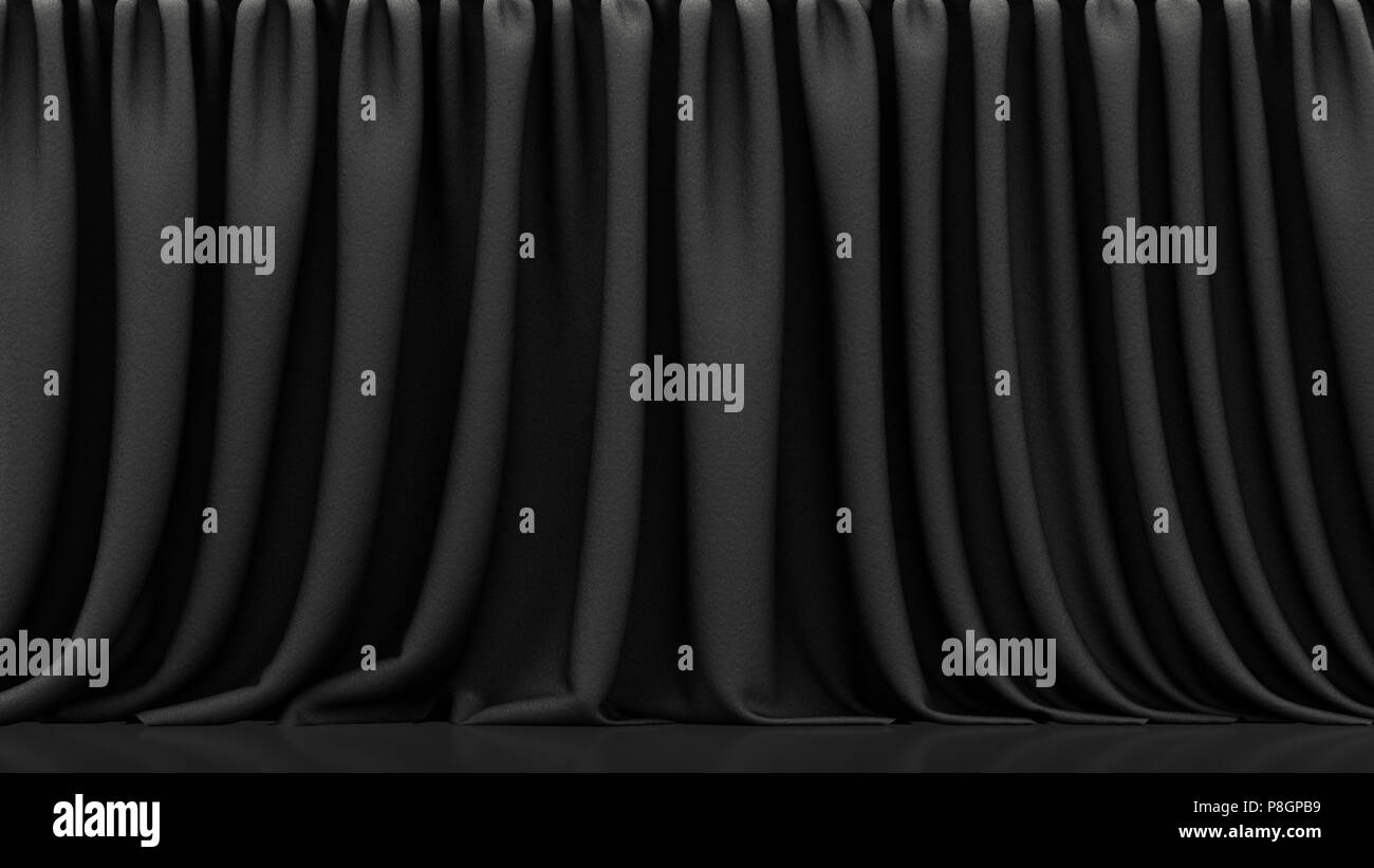 Theater stage and black curtain. 3d render Stock Photo Alamy