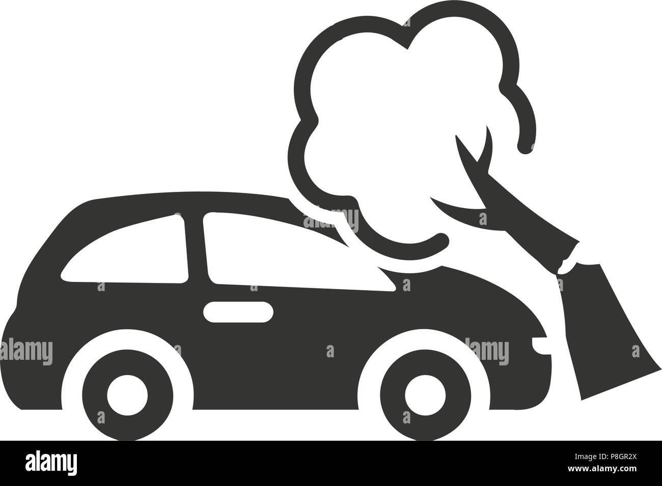 Overturned car or collision of cars pictogram. Cartoon car crash, accident  symbol or icon. Road, traffic accident. Crashed cars or service logo. -  SuperStock