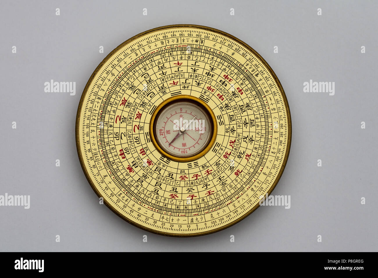 Chinese Luopan compass, used to read Feng Shui of the environment Stock Photo