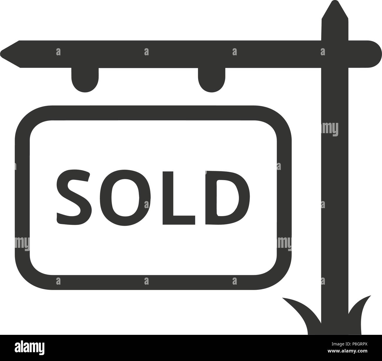 Property Sold Sign Board Icon Stock Vector