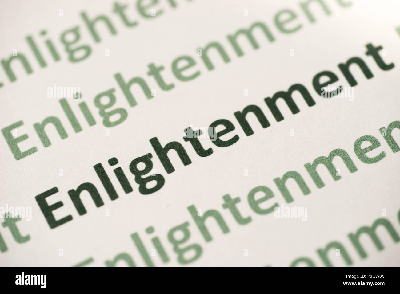 word Enlightenment  printed on white paper macro Stock Photo