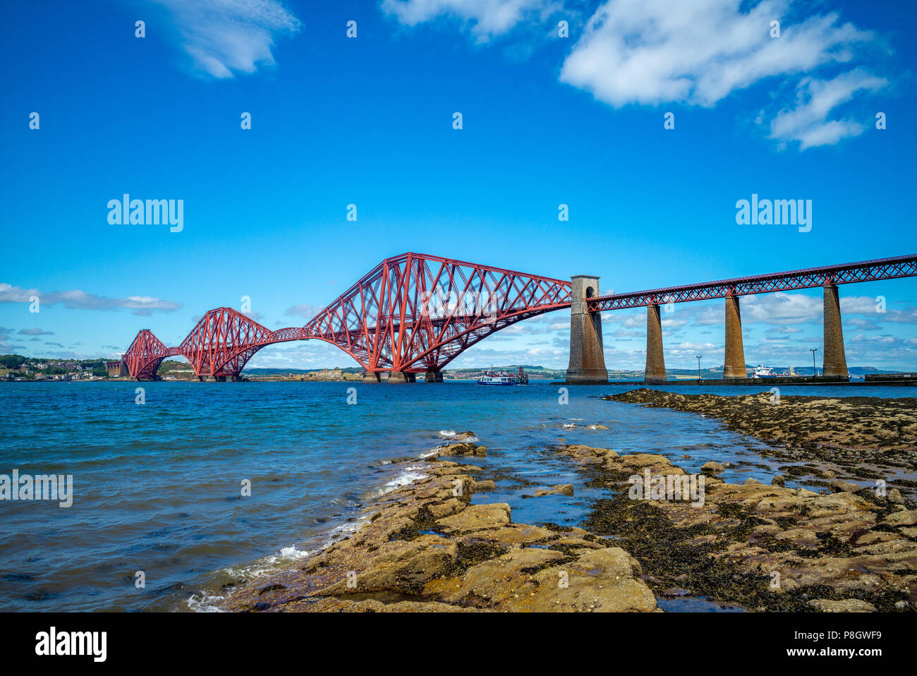 Forth Bridge across Firth of Forth in edinburgh Stock Photo