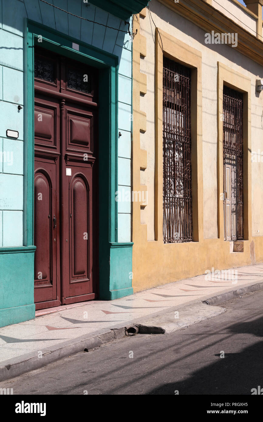Matanzas, Cuba city architecture. Decorative colonial houses Stock