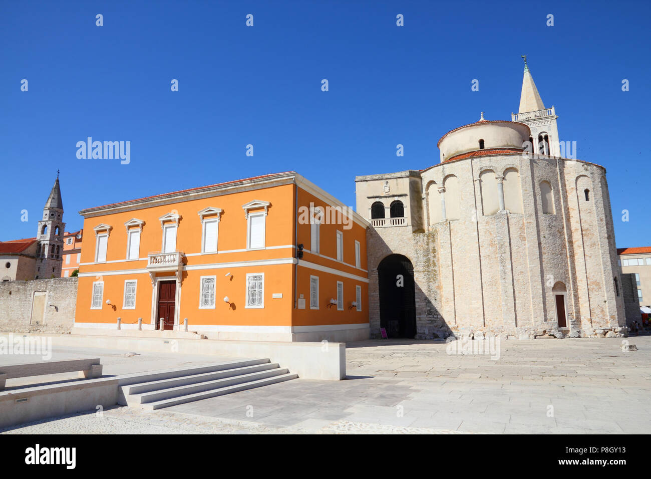 Croatia - Zadar in Dalmatia. Townscape with St. Donatus church. Stock Photo