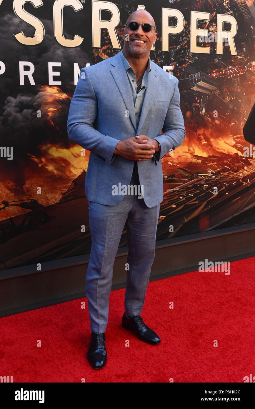 New York, USA. 10th July 2018. Dwayne Johnson attends the 'Skyscraper' New York premiere at AMC Loews Lincoln Square on July 10, 2018 in New York City. Credit: Erik Pendzich/Alamy Live News Stock Photo