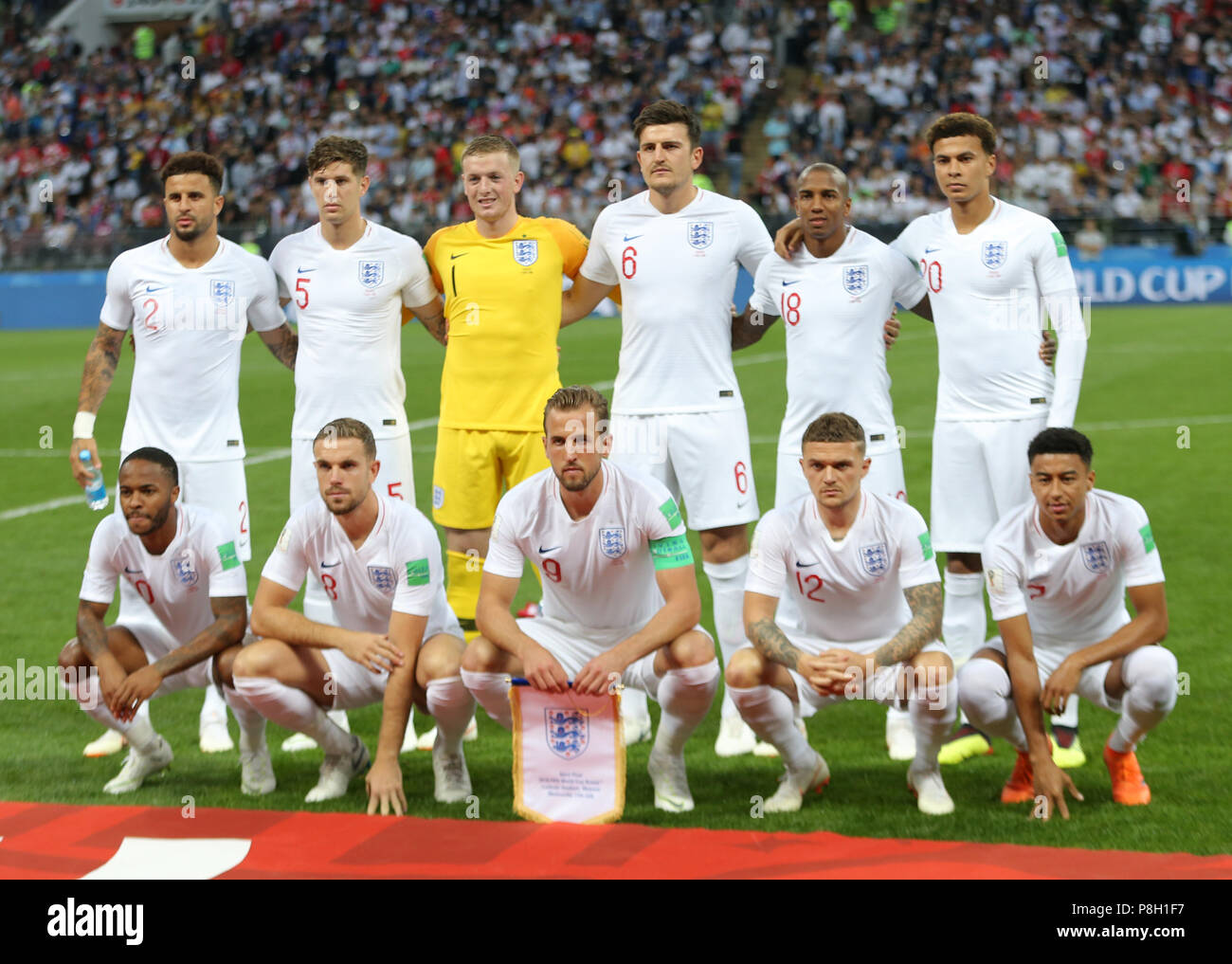 England team vs Croatia CROATIA V ENGLAND CROATIA V ENGLAND, 2018 FIFA WORLD CUP RUSSIA 11 July 2018 GBC9501 2018 FIFA World Cup Russia, Semi Final STRICTLY EDITORIAL USE ONLY. If The Player/Players Depicted In This Image Is/Are Playing For An English Club Or The England National Team. Then This Image May Only Be Used For Editorial Purposes. No Commercial Use. The Following Usages Are Also Restricted EVEN IF IN AN EDITORIAL CONTEXT: Use in conjuction with, or part of, any unauthorized audio, video, data, fixture lists, club/league logos, Betting, Games or any 'live' services. Stock Photo