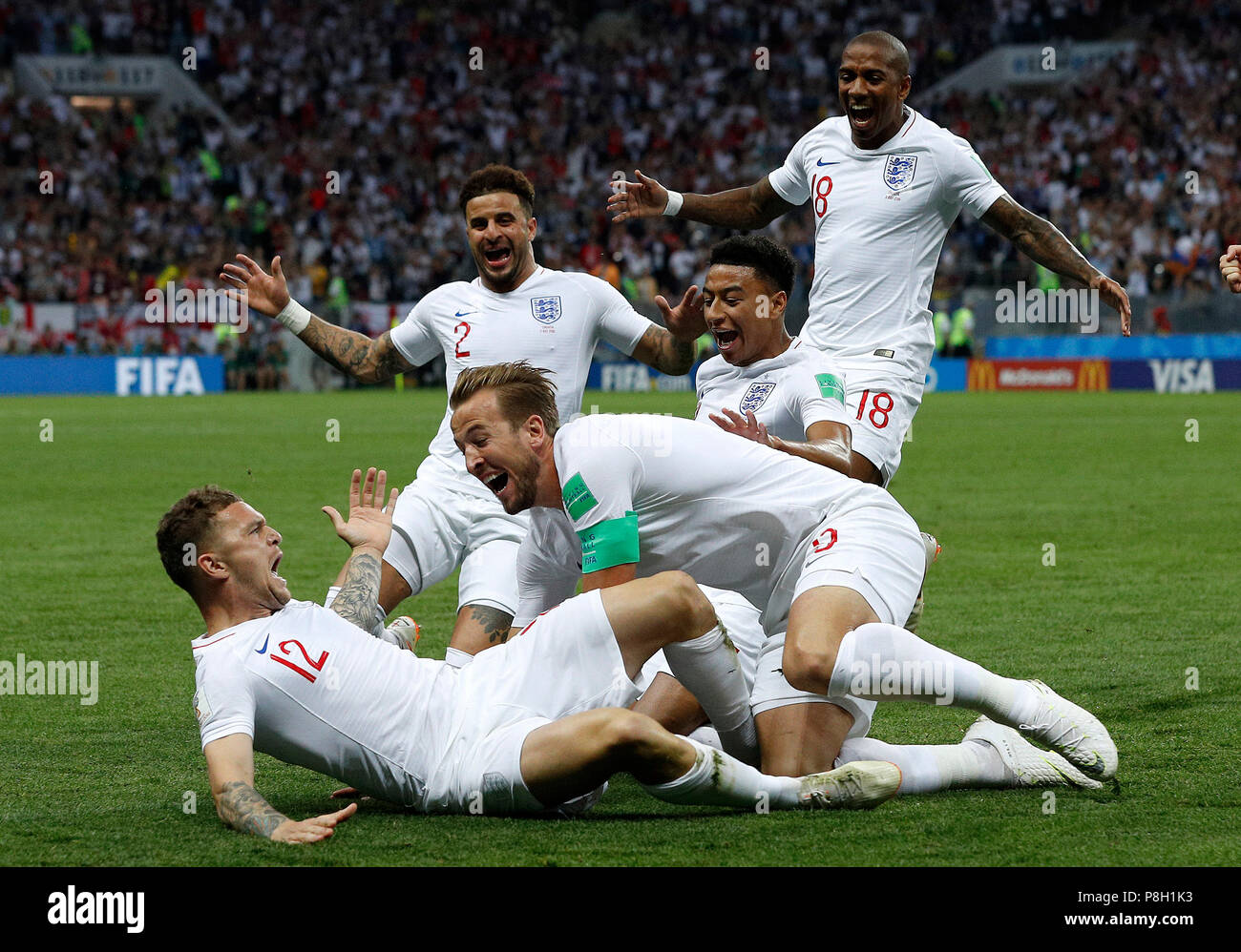 Moscou Mo 11 07 2018 England Vs Croatia Kieran Trippier Celebrates His England Goal During England To Croatia Match Valid For The Semi Finals Of The 2018 World Cup Held At The Luzhniki