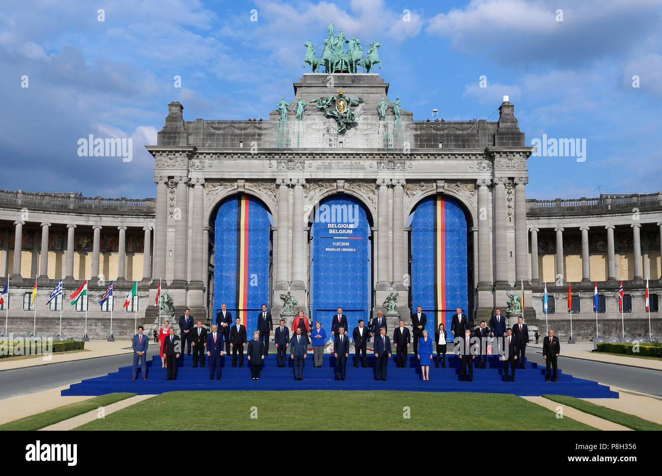 Brussels, Belgium. 11th July, 2018. NATO leaders pose for a family ...