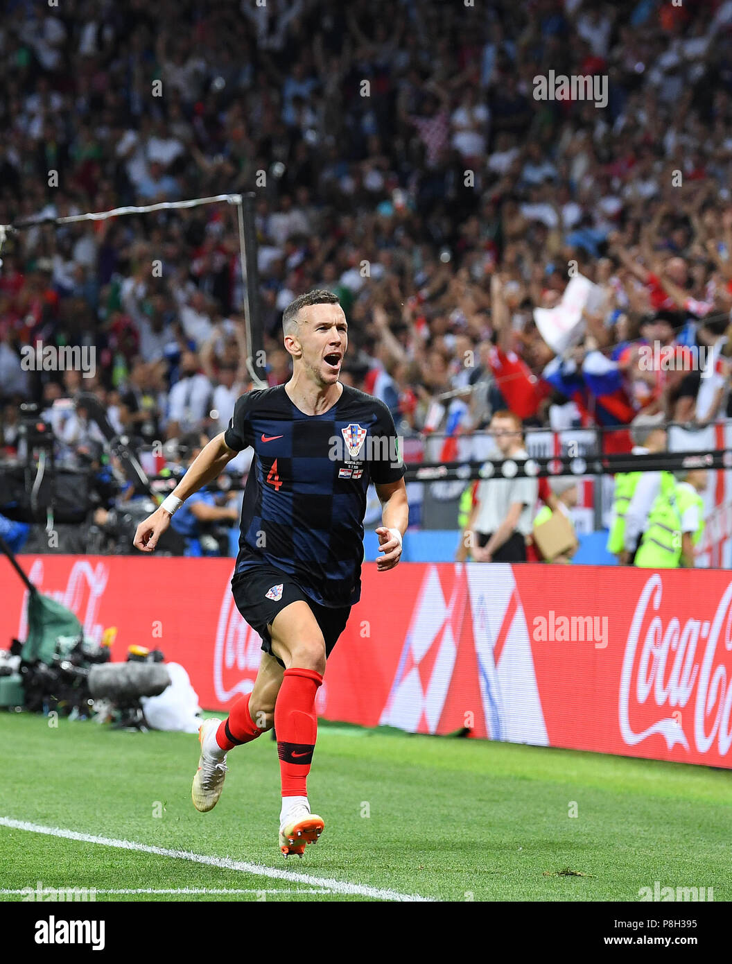 Moscow, Russland. 11th July, 2018. Ivan Perisic (Croatia) celebrates after his goal to 1: 1 GES/Football/World Cup 2018 Russia: Semi-finals: Croatia - England, 11.07.2018 GES/Soccer/Football/Worldcup 2018 Russia: semi final: Croatia vs England, Moscow, July 11, 2018 | usage worldwide Credit: dpa/Alamy Live News Stock Photo