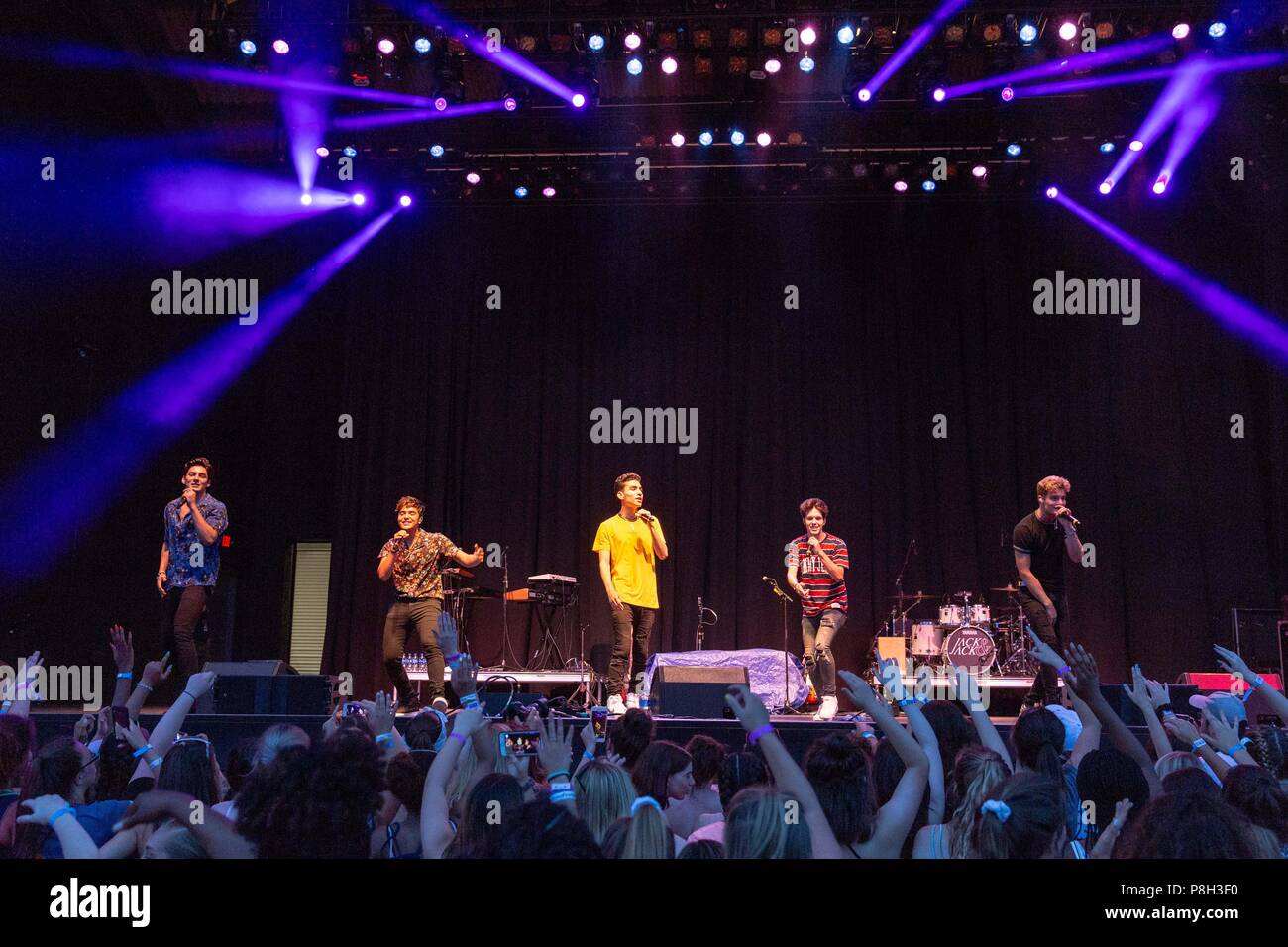 Milwaukee, Wisconsin, USA. 30th June, 2018. CHANCE PEREZ, SERGIO CALDERON, DREW RAMOS, MICHAEL CONOR and BRADY TUTTON of In Real Life during Summerfest Music Festival at Henry Maier Festival Park in Milwaukee, Wisconsin Credit: Daniel DeSlover/ZUMA Wire/Alamy Live News Stock Photo