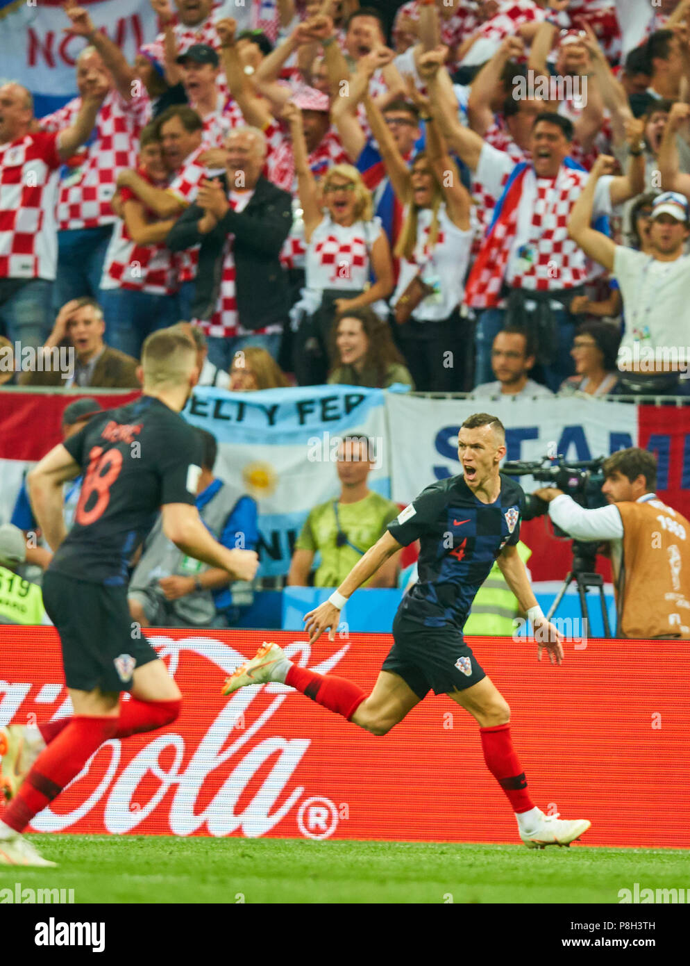 Moscow, Russia. 11th July 2018. England - Croatia, Soccer, Moscow, July 11, 2018 Ivan PERISIC, Croatia Nr.4   celebrates his goal  1-1 ENGLAND  - CROATIA  FIFA WORLD CUP 2018 RUSSIA, Semifinal, Season 2018/2019,  July 11, 2018 in Moscow, Russia. © Peter Schatz / Alamy Live News Stock Photo