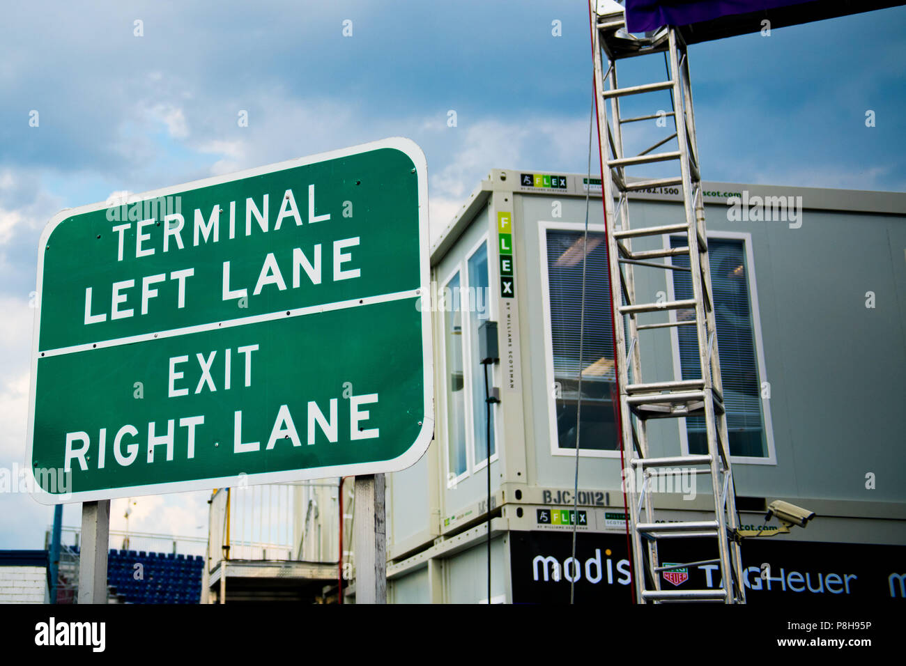 New York, USA. 11th July, 2018. Preparations underway ahead of the 2018 NYC E-Prix. Credit: Lou Johnson / Spacesuit Media. Credit: Spacesuit Media/Alamy Live News Stock Photo