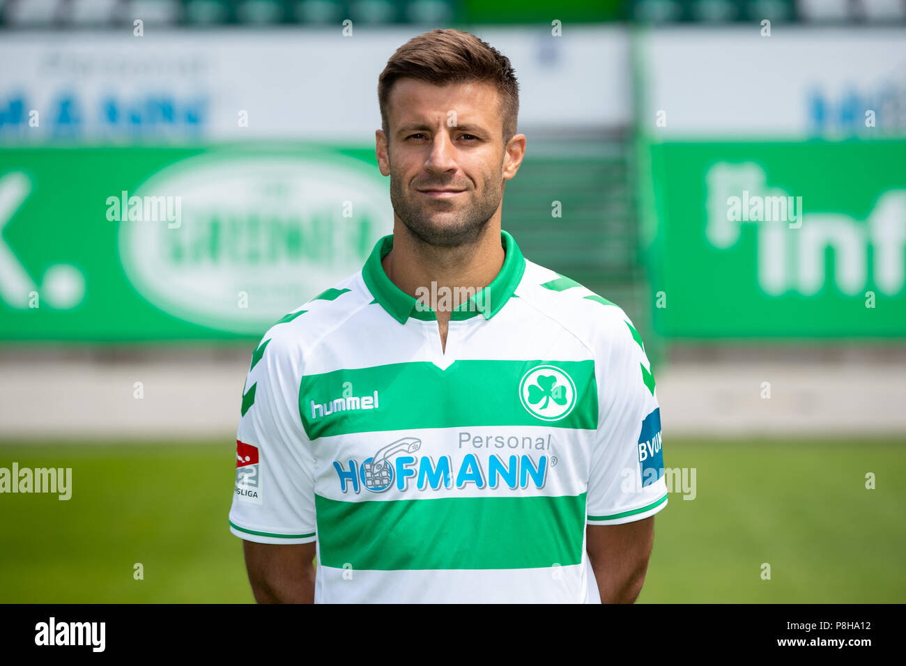 Fuerth, Germany. 11th July, 2018. Photo session with SpVgg Greuther Fuerth, season 2018/19. SpVgg Greuther Fuerth player, Marco Caligiuri. Credit: Daniel Karmann/dpa - IMPORTANT NOTICE: Due to the German Football League·s (DFL) accreditation regulations, publication and redistribution online and in online media is limited during the match to fifteen images per match/dpa/Alamy Live News Stock Photo